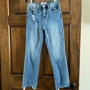 Ripped Straight Leg Blue Jeans